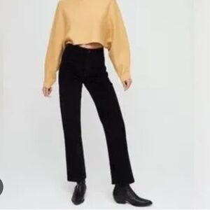 Aritzia Wilfred Free Highrise Black Straight Leg Denim Jeans Size 6 Cotton